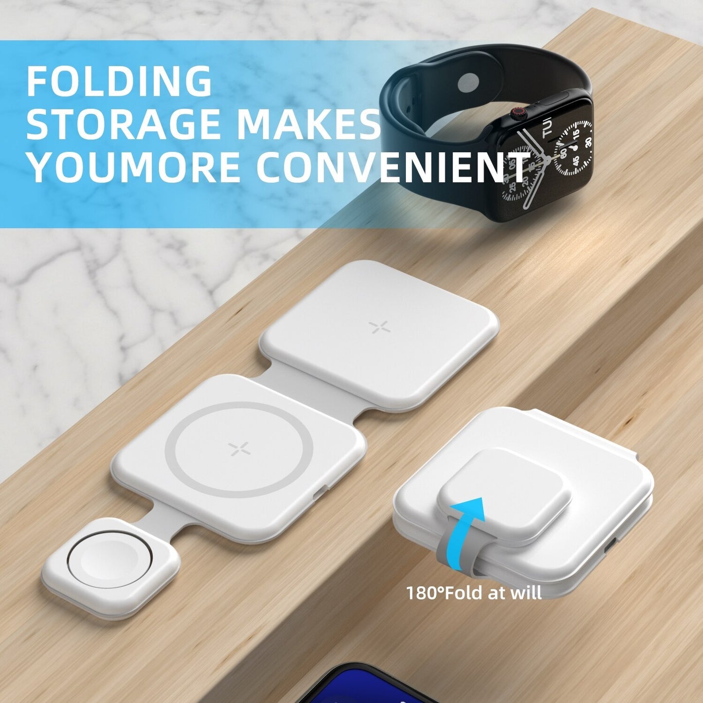 3-in-1 Foldable Magnetic Wireless Charger – Multi-Device Station