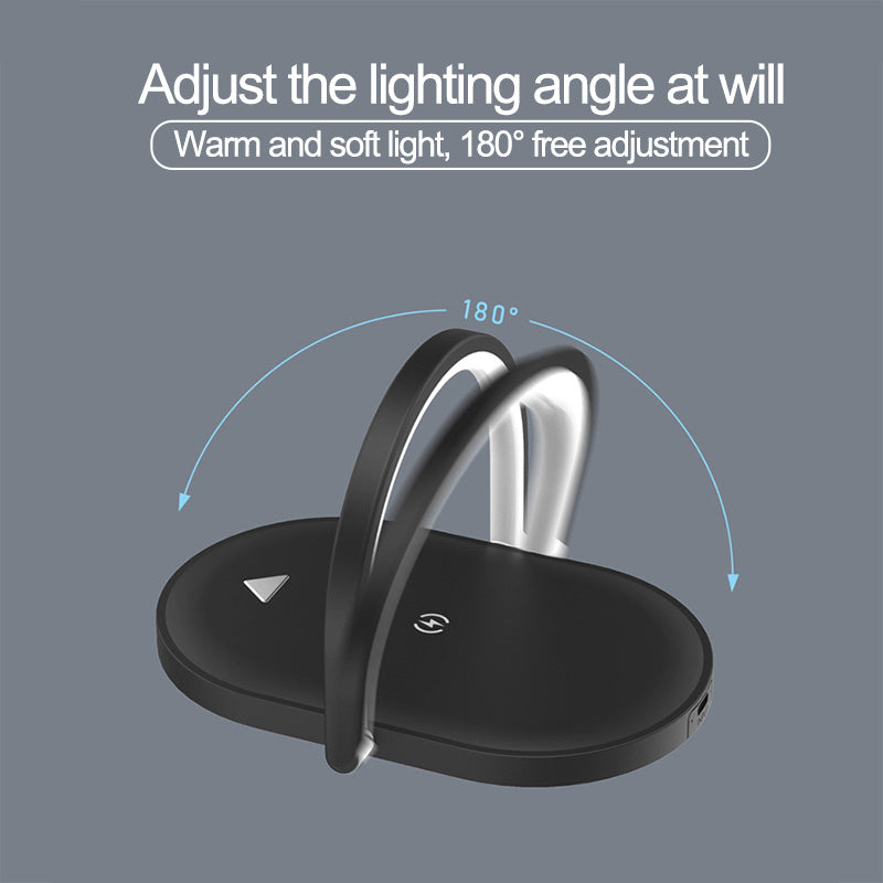 3-in-1 Wireless Charger & LED Reading Lamp – Foldable & Fast Charging