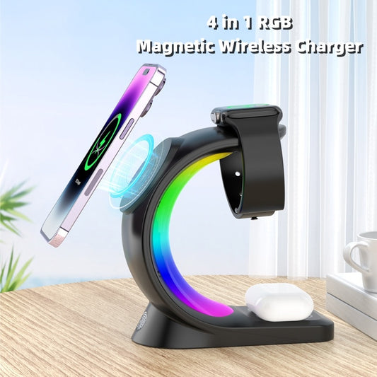 4-in-1 Magnetic Wireless Charger – Fast Charging & Ambient Light