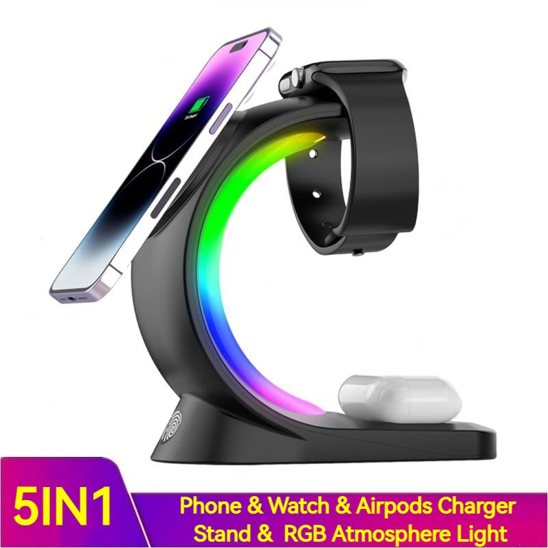 4-in-1 Magnetic Wireless Charger – Fast Charging & Ambient Light