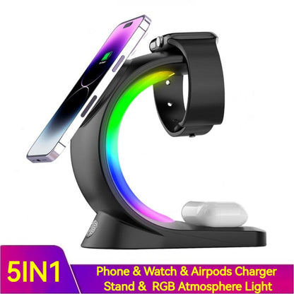 4-in-1 Magnetic Wireless Charger – Fast Charging & Ambient Light