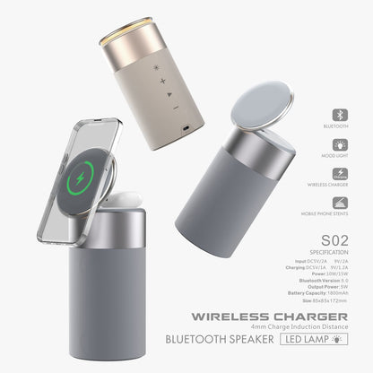 3-in-1 Wireless Charger – Bluetooth Speaker & Touch Lamp